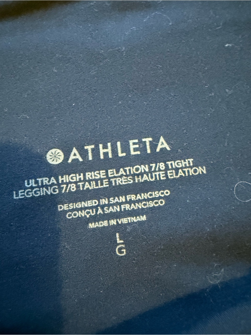 Athleta Ultra High Rise Elation 7/8 Leggings Navy size Large - Picture 5 of 6
